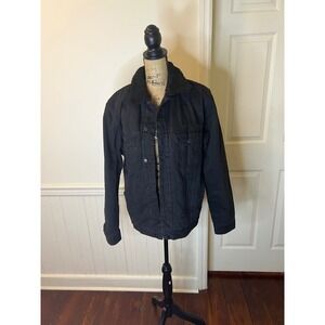 ZARA Mens Black Sherpa Lined Denim Trucker Jacket Winter Warm Size‎ M